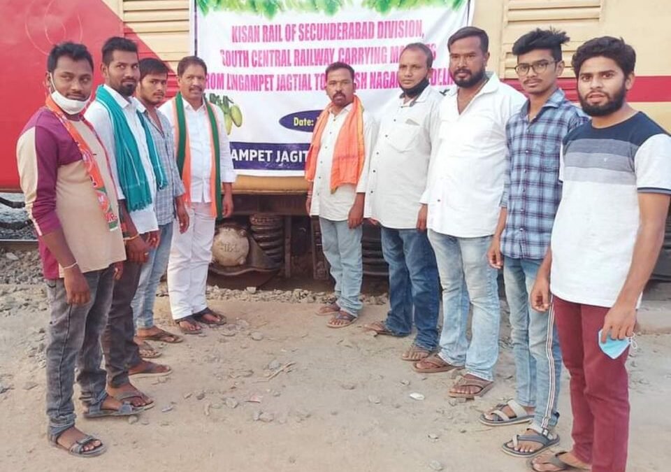 BJP Karyakartas Celebrated The Arrival Of Kisan Rail In Jagtial