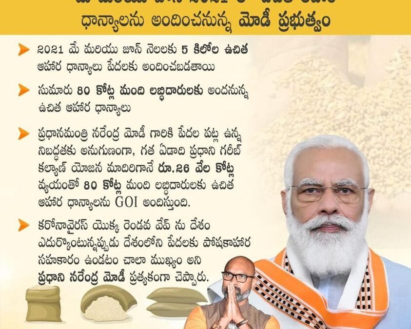 Government To Provide Free Food Grains In May and June 2021 Under The Pradhan Mantri Garib Kalyan Ann Yojana