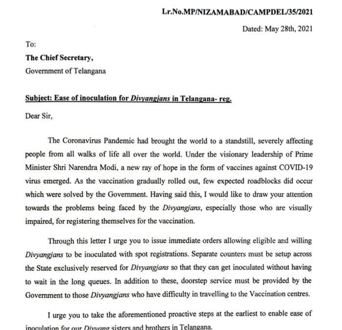 BJP MP Dharmapuri Arvind Writes A Letter To  Collectors Of The Respective Districts And Telangana