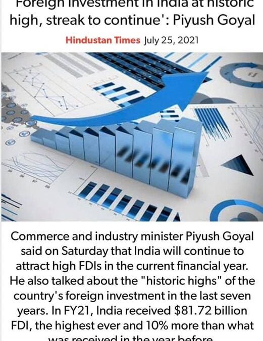 Foreign Investment In India At Historic High, Streak To Continue’: Piyush Goyal