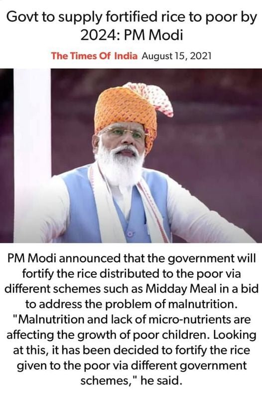 Govt to supply fortified rice to poor by 2024: PM Modi - Dharmapuri arvind