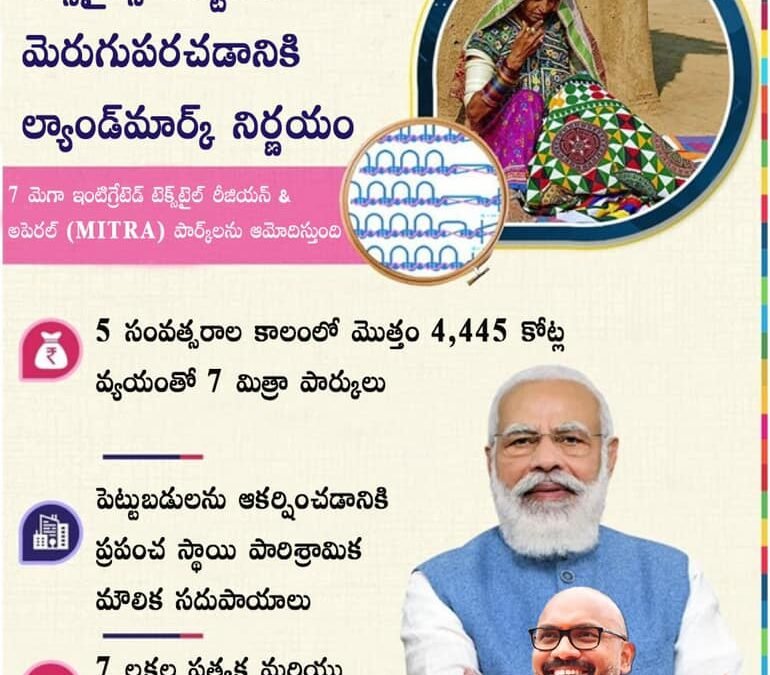 “పీఎం మిత్ర” టెక్స్‌టైల్ సెక్టార్ ను మెరుగుపరచడానికి ల్యాండ్ మార్క్  నిర్ణయం