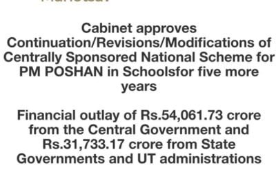 Cabinet Approves PM Poshan Scheme In Schools For Five Years