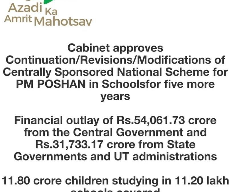 Cabinet Approves PM Poshan Scheme In Schools For Five Years