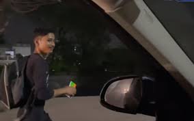 A Young Man Running At Midnight