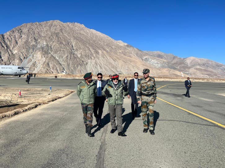 Prime Minister Shri Narendra Modi has landed in Kargil