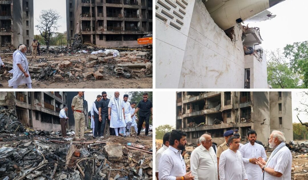 PM Narendra Modi Visits Ahmedabad Crash Site, Reviews Relief and Recovery Efforts