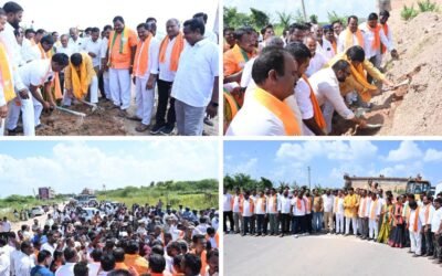 BJP Stages Protest Demanding Completion of Madhavanagar ROB Works in Nizamabad